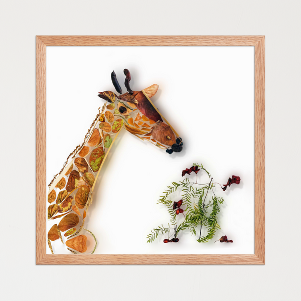 Gentle Giraffe - Botanical Animal Wall Art Print