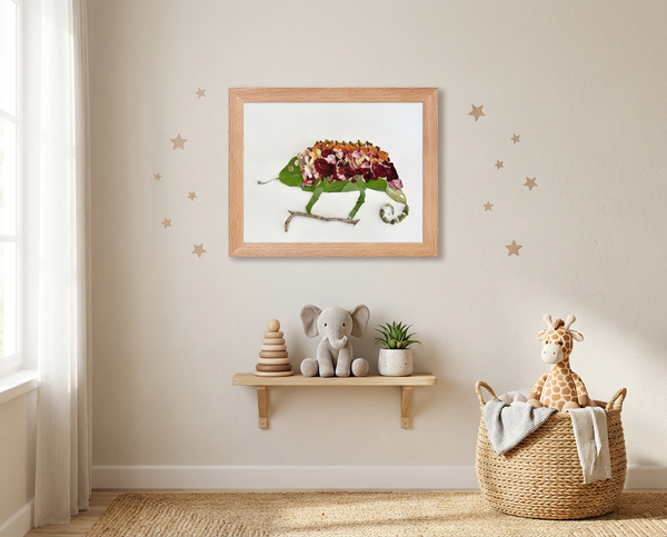 Chameleon in Bloom - Nature-Inspired Wildlife Wall Art Print