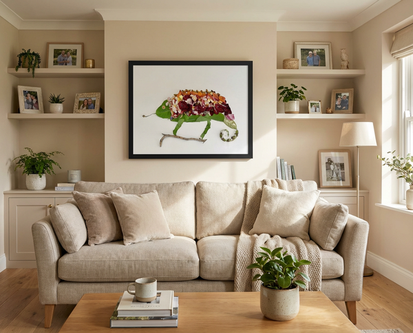 Chameleon in Bloom - Nature-Inspired Wildlife Wall Art Print