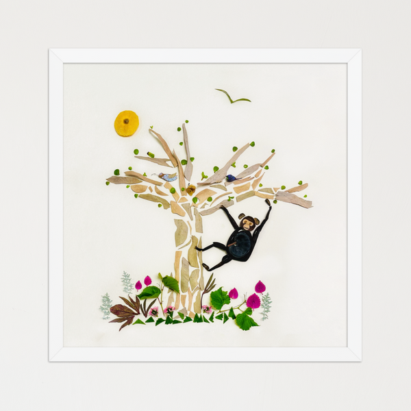 Tree Play Monkey - Botanical Wildlife Wall Art Print