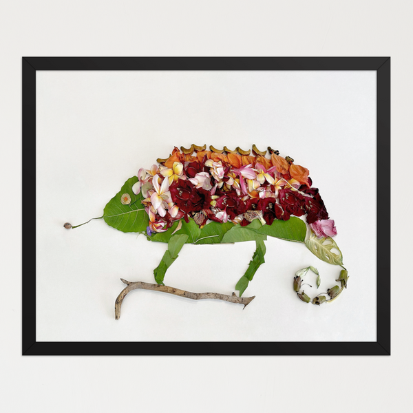 Chameleon in Bloom - Nature-Inspired Wildlife Wall Art Print