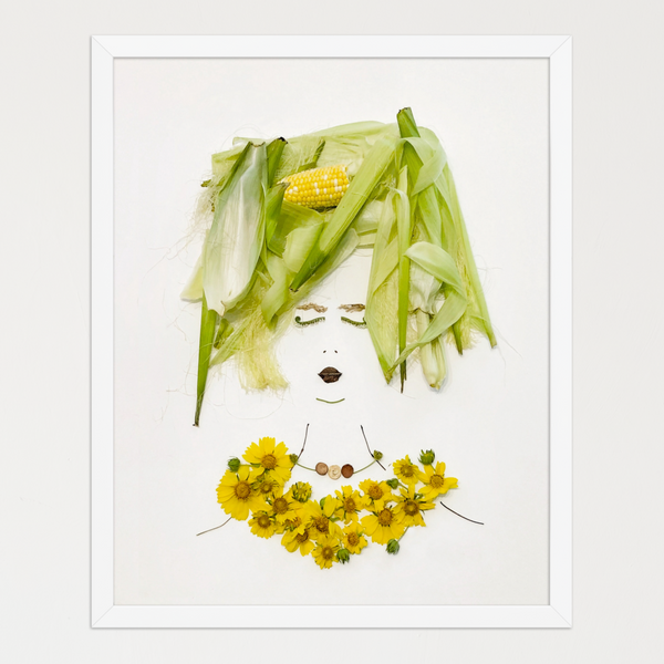 Cornflower Lady - Feminine Botanical Portrait Wall Art Print