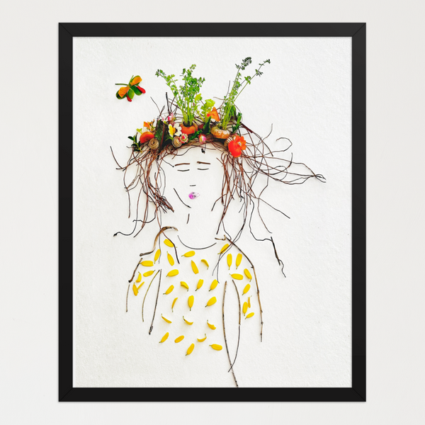 Garden Crown Lady - Feminine Floral Wall Art Print