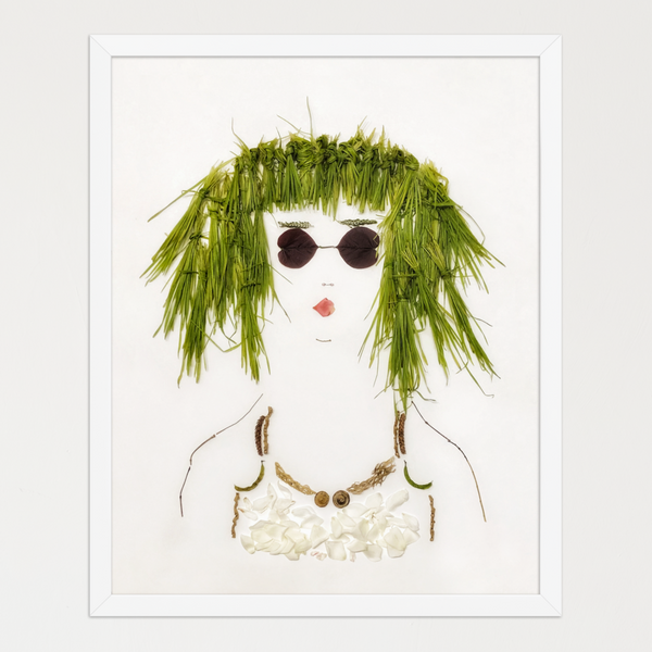 Green Meadow Lady - Botanical Feminine Wall Art Print
