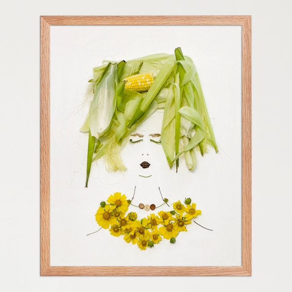 Cornflower Lady - Feminine Botanical Portrait Wall Art Print