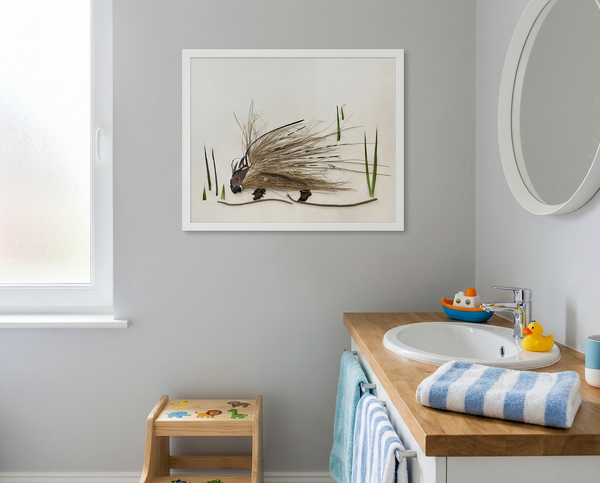 Woodland Porcupine - Rustic Nature Wall Art Print