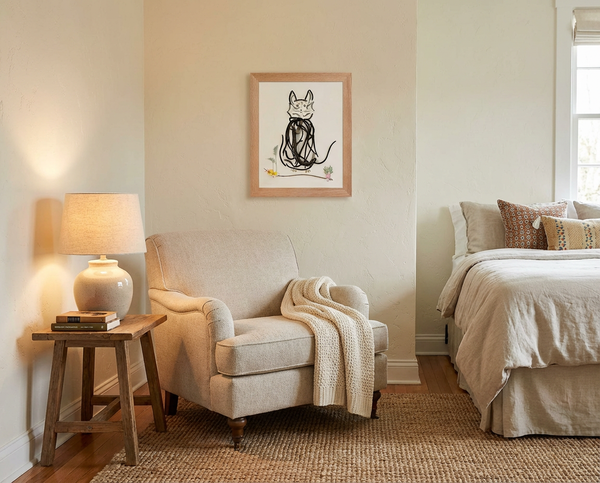 Botanical Cat Portrait - Nature-Inspired Animal Wall Art Print