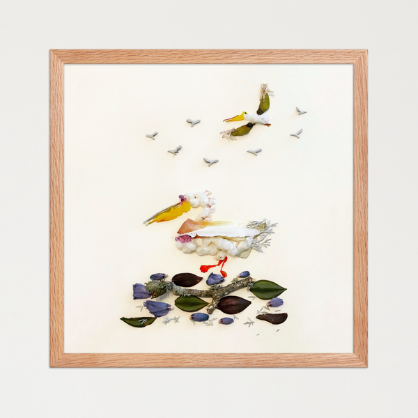 Quiet Wing Companions - Botanical Bird Wall Art Print