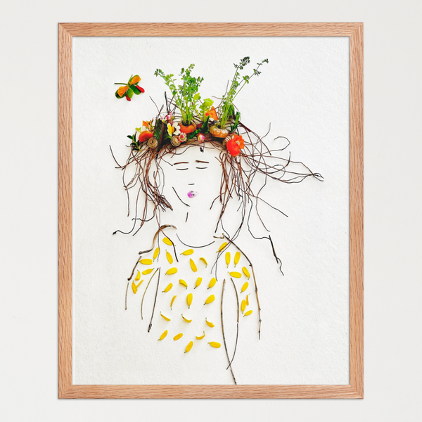Garden Crown Lady - Feminine Floral Wall Art Print