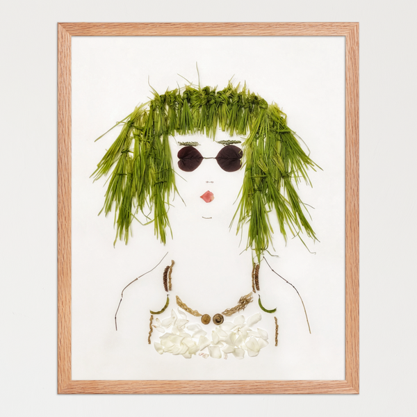 Green Meadow Lady - Botanical Feminine Wall Art Print