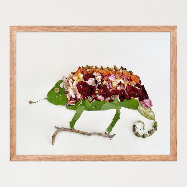 Chameleon in Bloom - Nature-Inspired Wildlife Wall Art Print