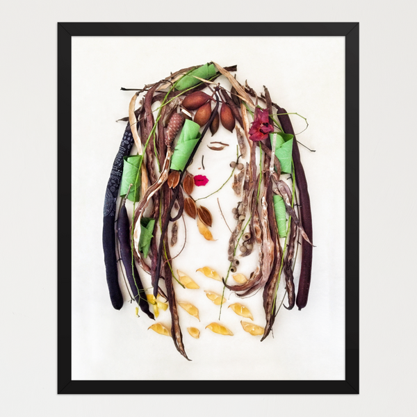 Earthbound Lady - Natural Seed Pod Portrait Wall Art Print