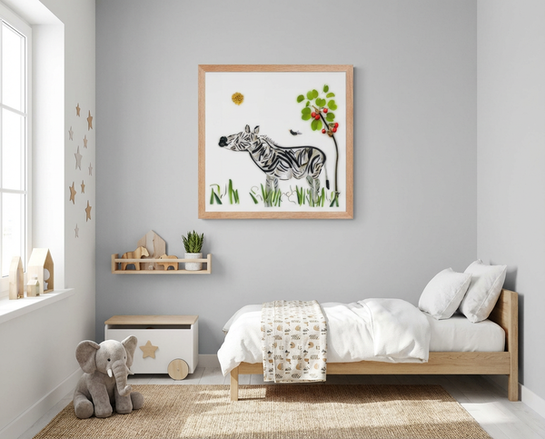 Meadow Zebra - Botanical Animal Wall Art Print