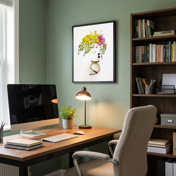 Floral Daydream - Soft Floral Portrait Wall Art Print for Calm Spaces