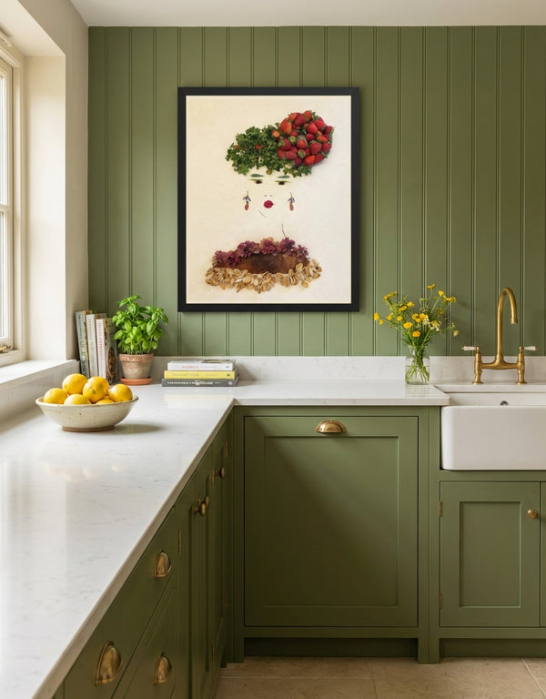 Strawberry Lady - Botanical Feminine Portrait Wall Art Print