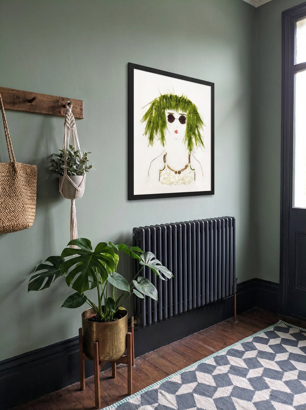 Green Meadow Lady - Botanical Feminine Wall Art Print