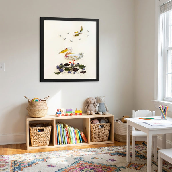 Quiet Wing Companions - Botanical Bird Wall Art Print