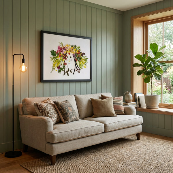 Garden Halo Lady - Feminine Botanical Wall Art Print