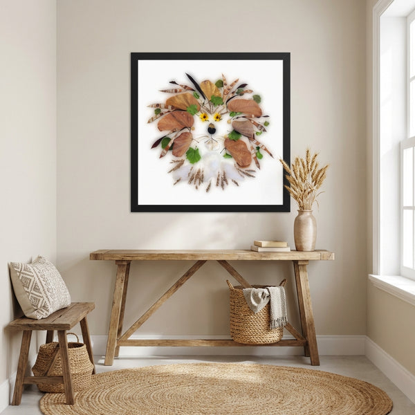 Botanical Lion Spirit - Floral Wildlife Portrait Wall Art Print