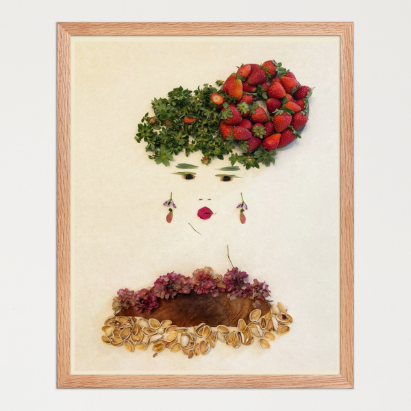 Strawberry Lady - Botanical Feminine Portrait Wall Art Print