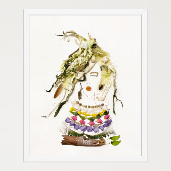 Soft Harvest Lady - Organic Floral Portrait Wall Art Print
