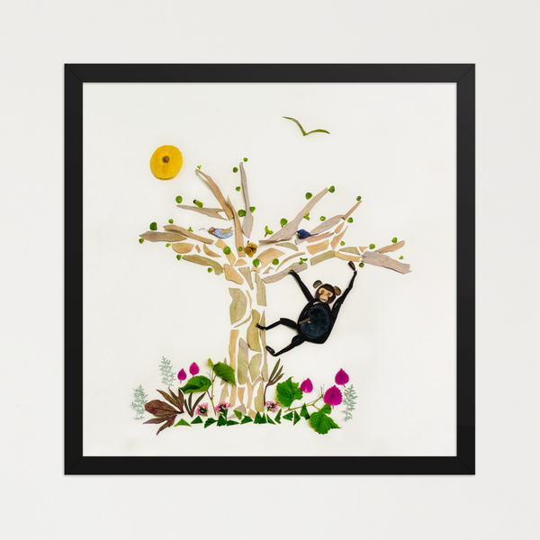 Tree Play Monkey - Botanical Wildlife Wall Art Print