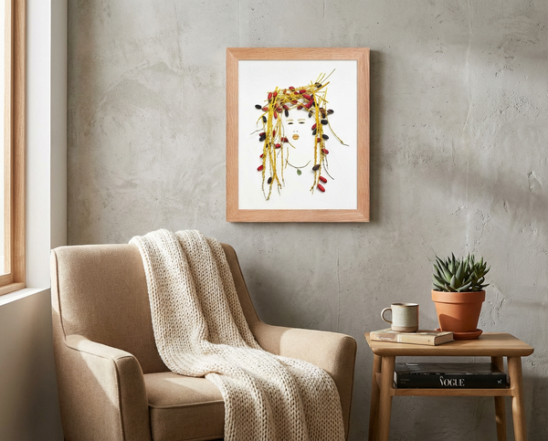 Golden Dates Portrait - Botanical Feminine Wall Art Print