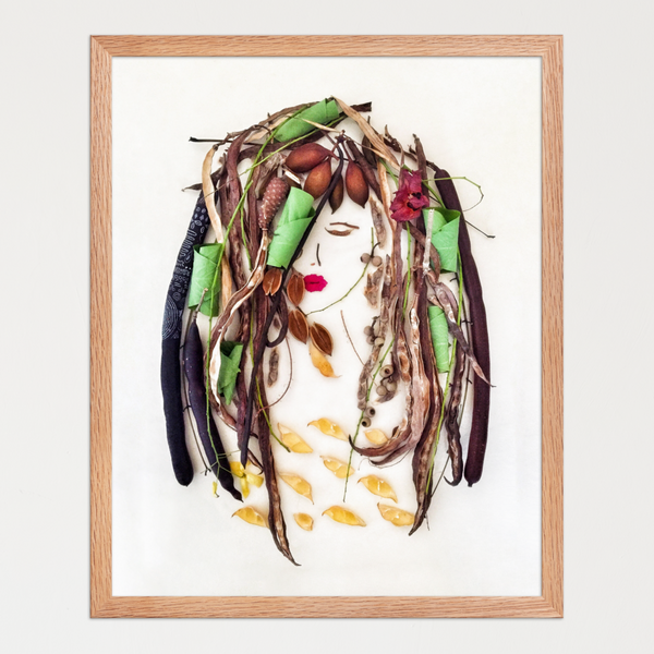 Earthbound Lady - Natural Seed Pod Portrait Wall Art Print