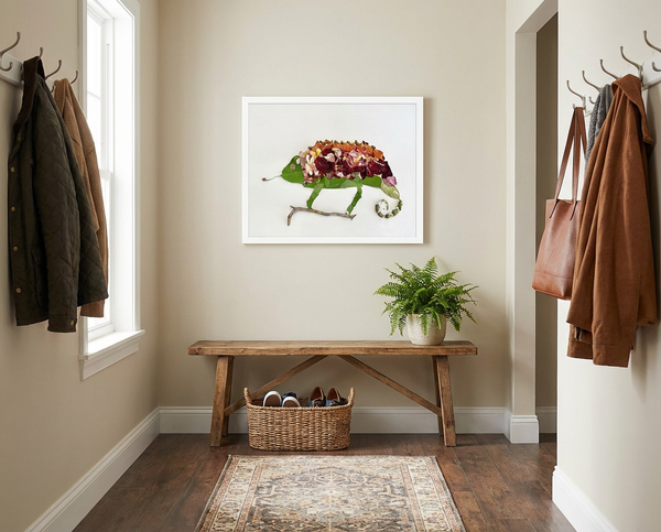 Chameleon in Bloom - Nature-Inspired Wildlife Wall Art Print