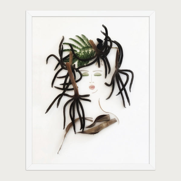 Fern Lady botanical portrait framed - front view