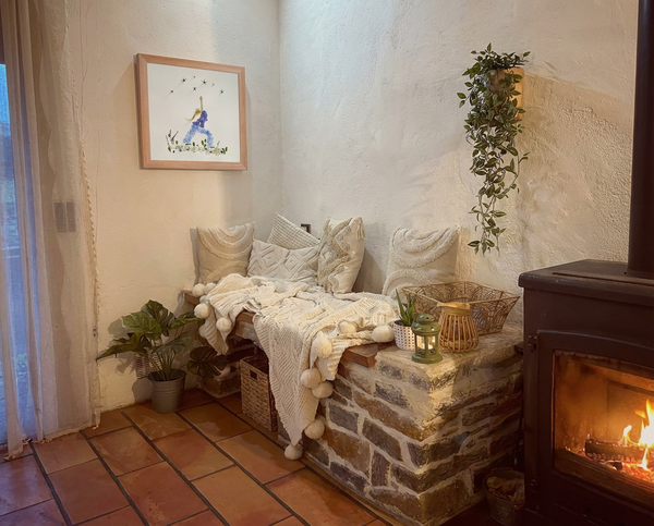 Blue Petal Balance - Botanical Feminine Wall Art