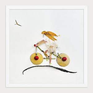 Garden Bicycle botanical art framed - front view