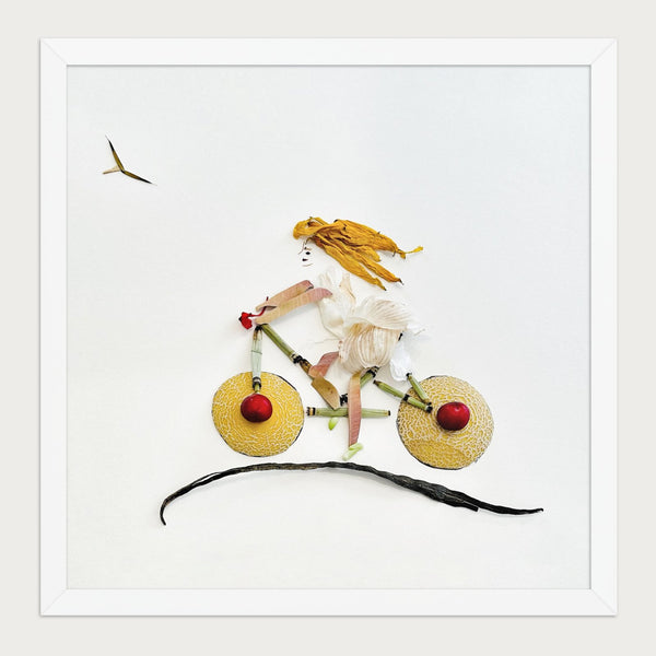 Garden Bicycle botanical art framed - front view