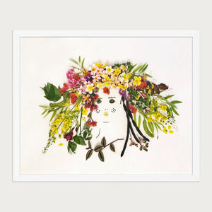 Garden Halo Lady botanical portrait framed - front view