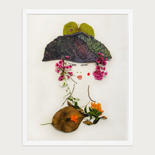 A Gentle Flourish nature-inspired wall art in a white frame, front view