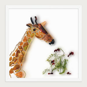 Gentle Giraffe botanical animal print framed - front view