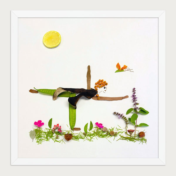 Grounded in Light botanical wellness wall art in a white frame on a warm cream background