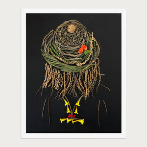 Midnight Garden Lady botanical wall art in a white frame, front view