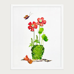 Plant Harmony botanical flower wall art in a white frame