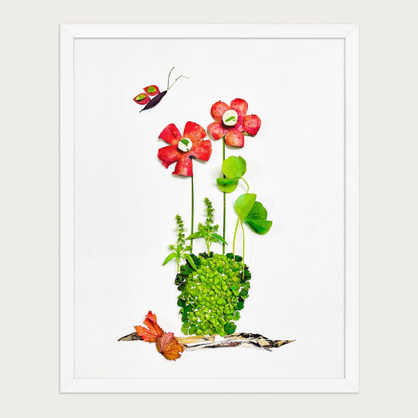 Plant Harmony botanical flower wall art in a white frame