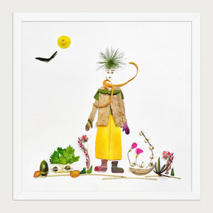 Quiet Day Wanderer botanical wall art in a white frame, front view