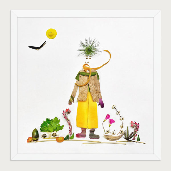Quiet Day Wanderer botanical wall art in a white frame, front view