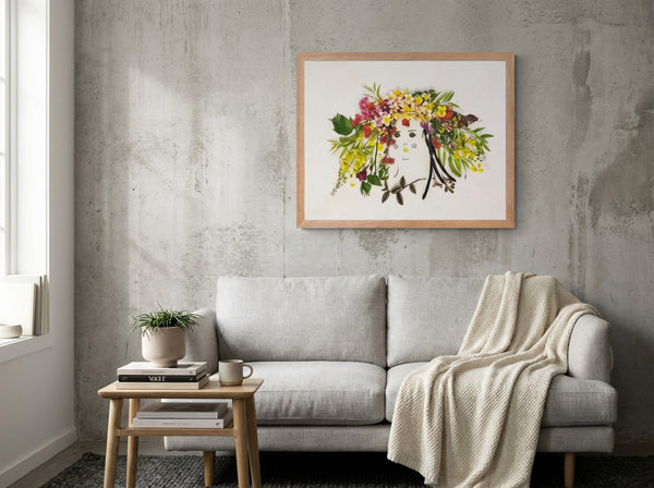 Garden Halo Lady - Feminine Botanical Wall Art Print