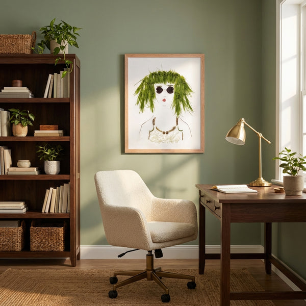 Green Meadow Lady - Botanical Feminine Wall Art Print