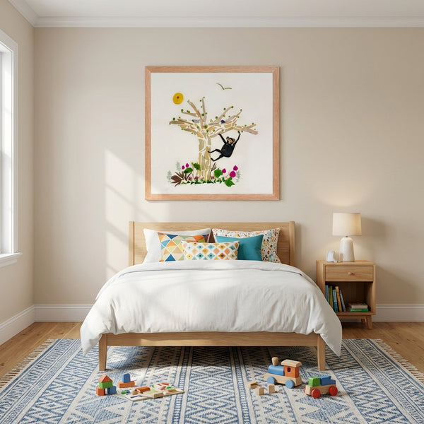 Tree Play Monkey - Botanical Wildlife Wall Art Print
