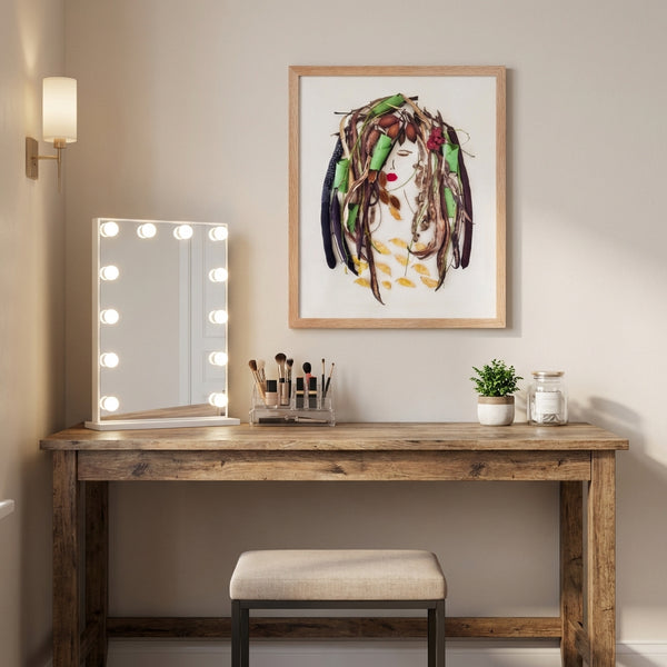 Earthbound Lady - Natural Seed Pod Portrait Wall Art Print