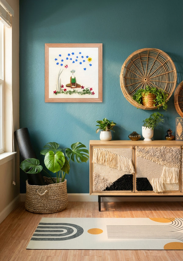 Quiet Joy Pose - Botanical Meditation Wall Art Print