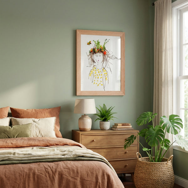 Garden Crown Lady - Feminine Floral Wall Art Print