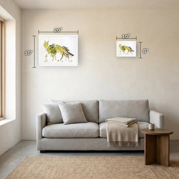 Wild Bloom Fox size guide - print dimensions