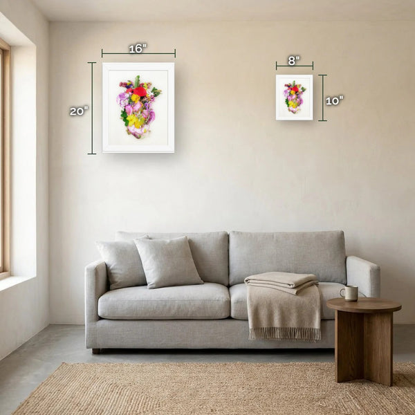 Heart in Bloom size guide - print dimensions